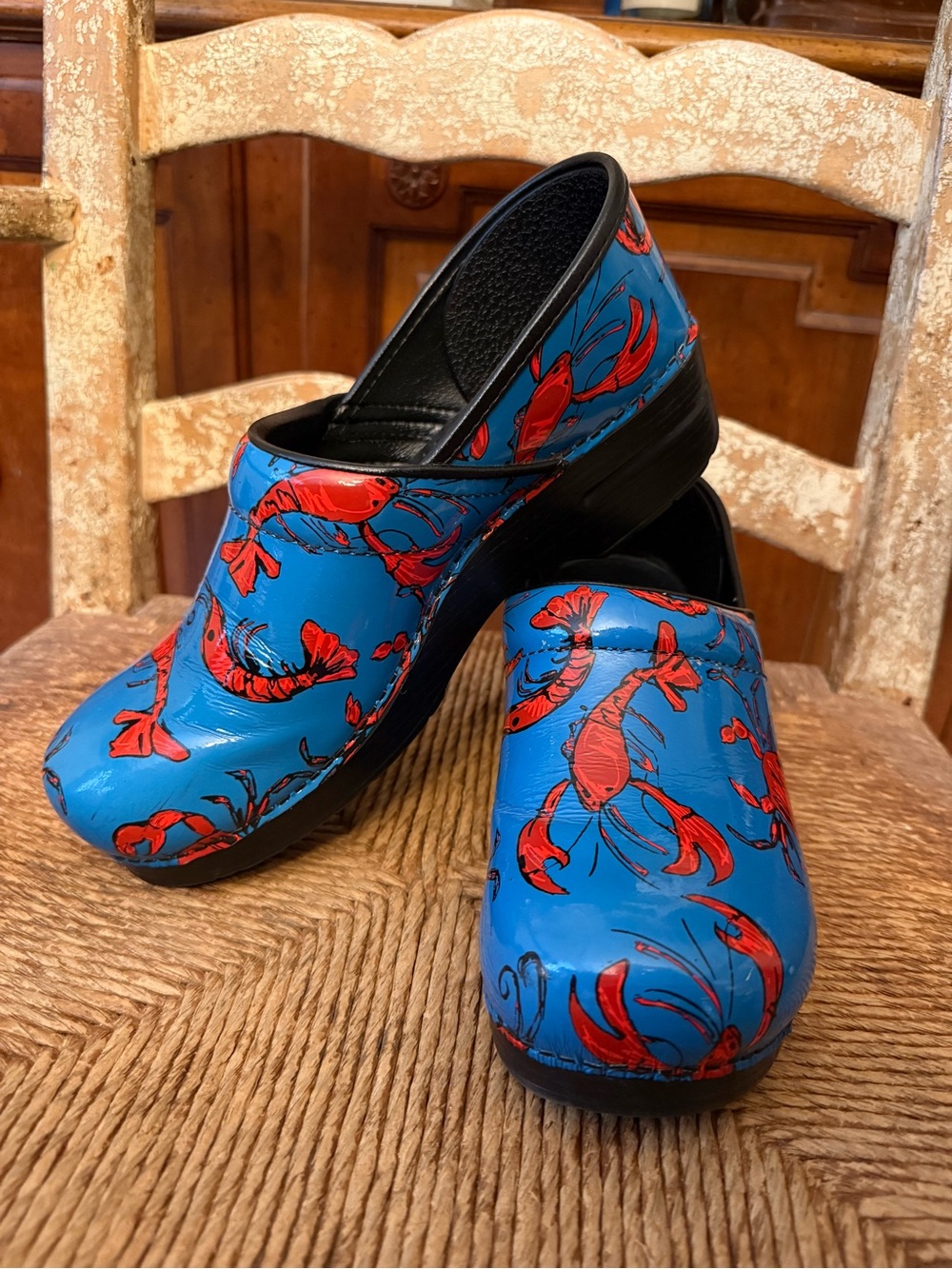 Dansko Blue Red Lobster Clogs - Picture 3 of 7